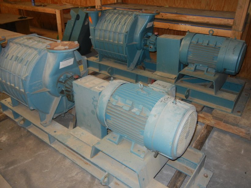 ***SOLD*** (2) Unused 50 HP Gardner Denver/Lamson model 557-AD01 Multistage Centrifugal Blowers. rated 699 SCFM @ 5.5 PSI discharge. SO#678275, Driven by 50 HP, 3535 RPM, 460 volt, 60 Hz Siemens motor. 